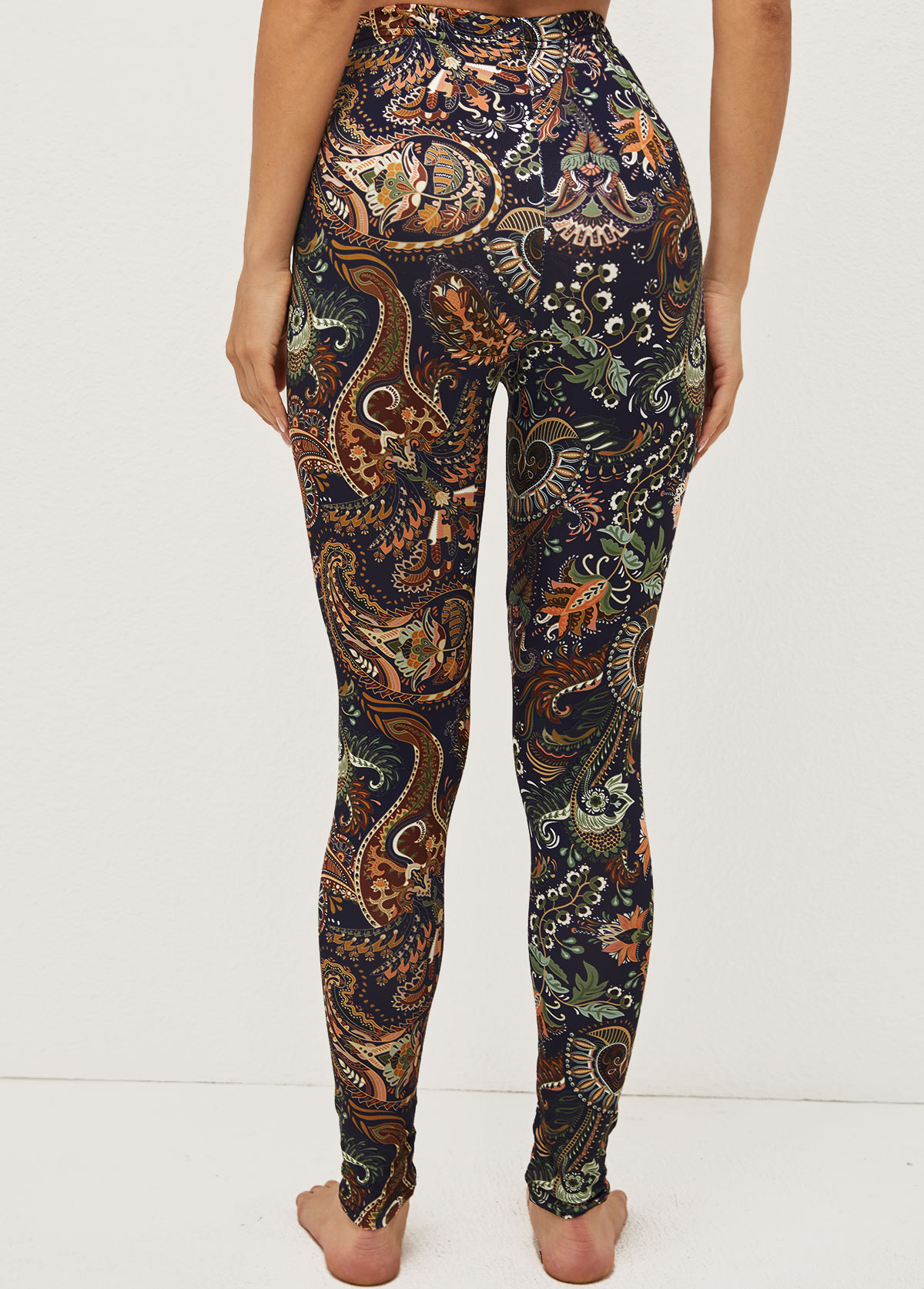 Plant Print High Waisted Skinny Pants