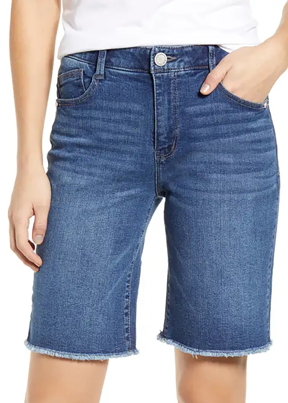 Button Up High Waisted Denim Blue Shorts