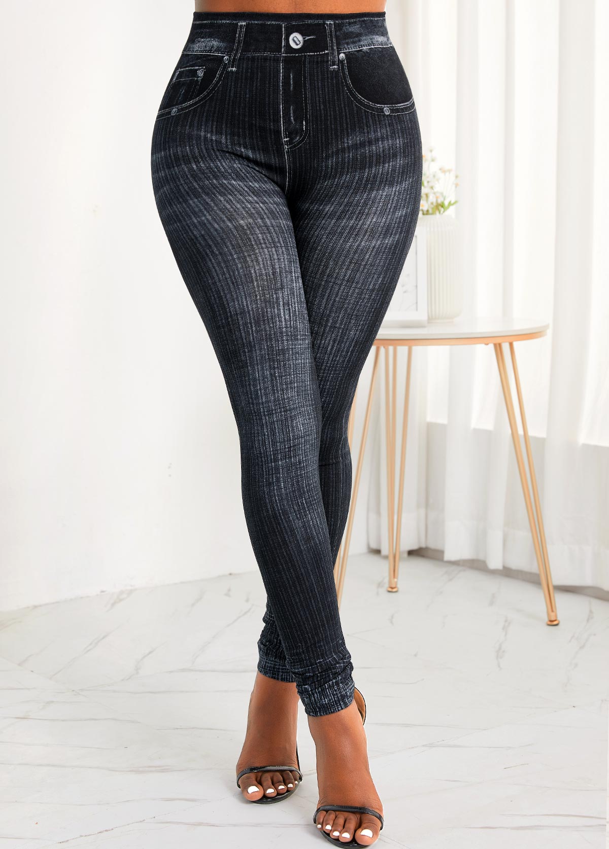 Pocket Zipper Fly High Waisted Jeans