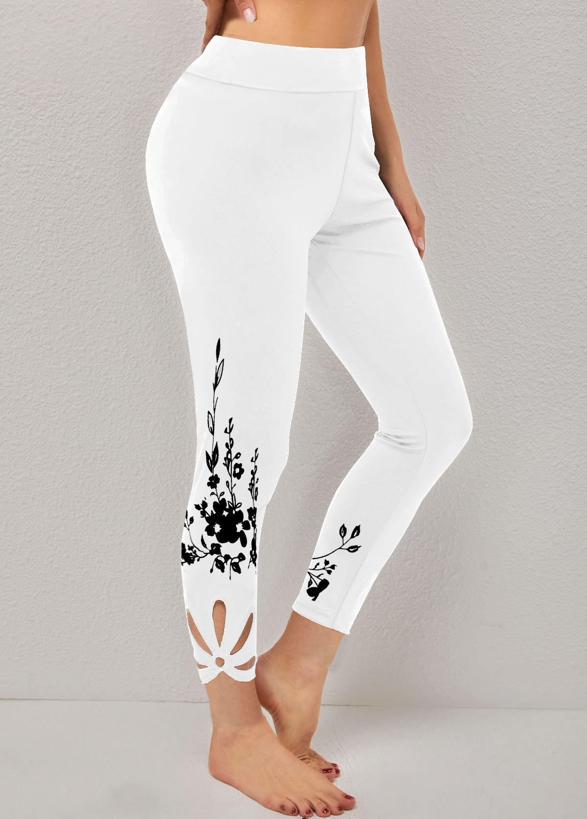 Floral Print Cutout Skinny Legging