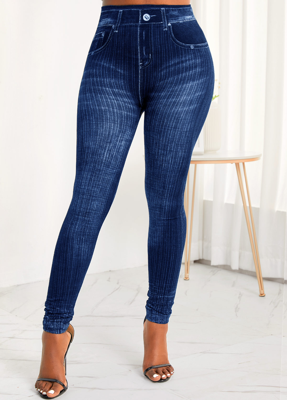 Pocket Zipper Fly High Waisted Jeans