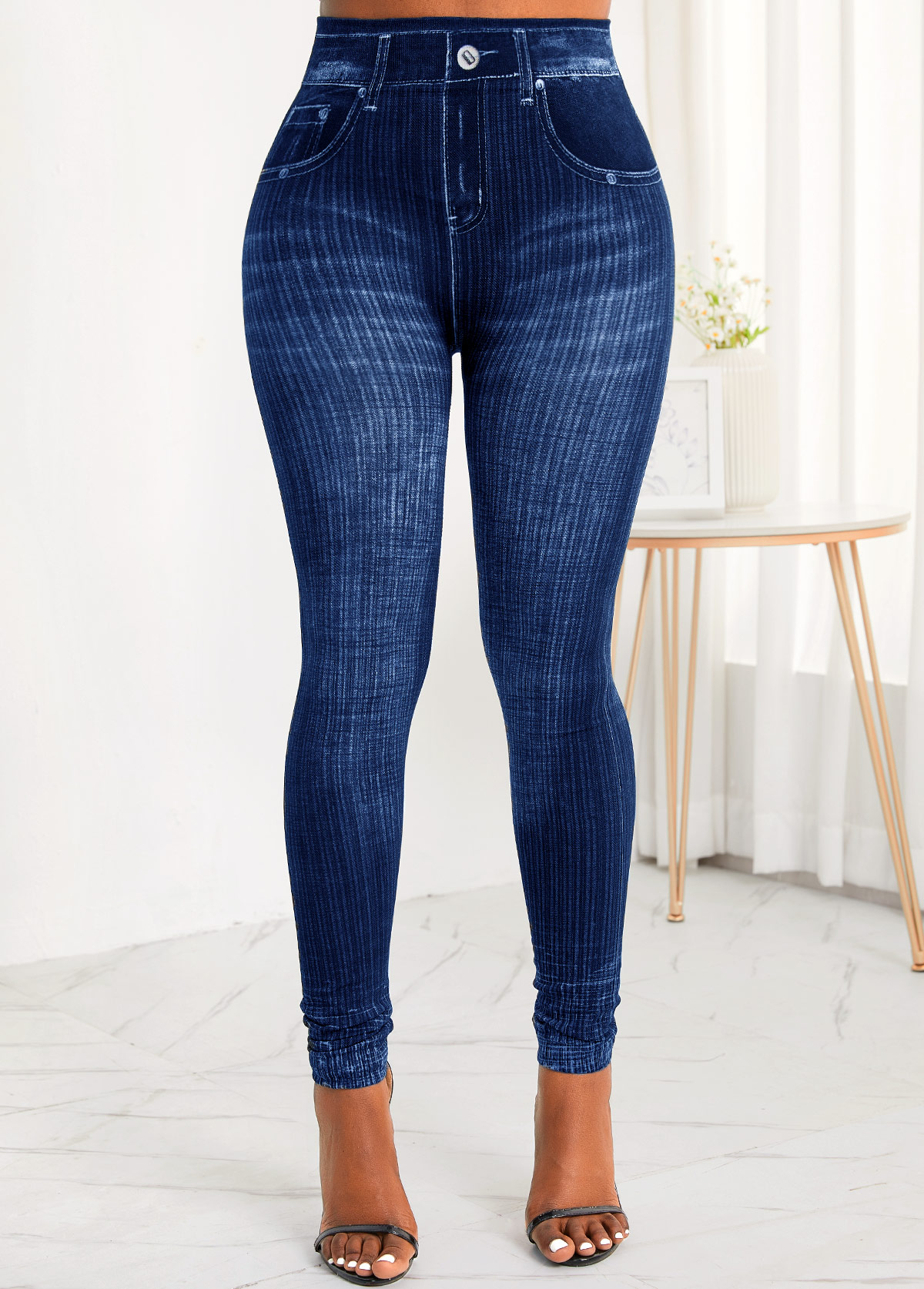 Pocket Zipper Fly High Waisted Jeans